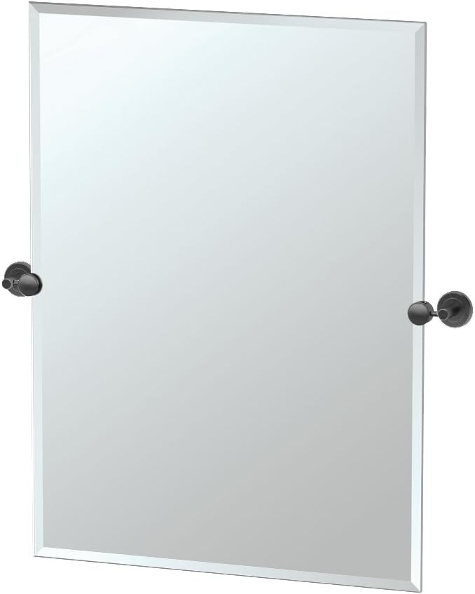 Latitude II Wall Mounted Frameless Beveled Rectangle Mirror | Pivoting Bathroom Vanity Wall Mirror