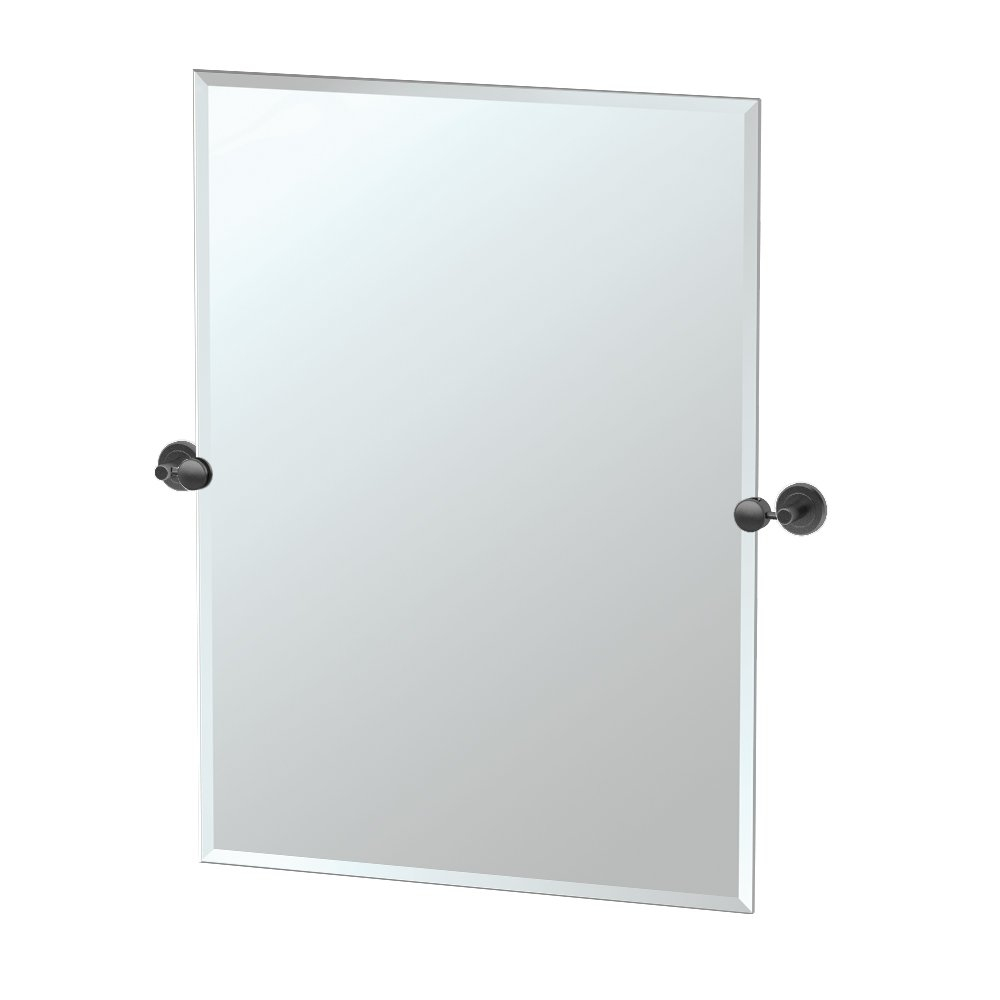 Latitude II Wall Mounted Frameless Beveled Rectangle Mirror | Pivoting Bathroom Vanity Wall Mirror