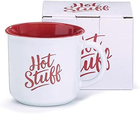 White Ceramic Valentine's Day Mug with Red Interior and Handle