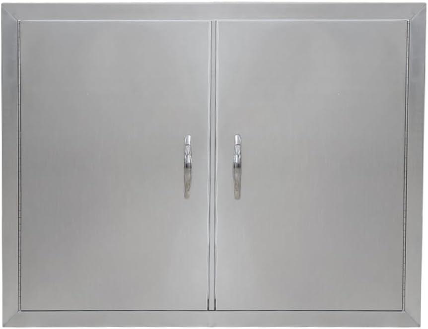 BBQ Access Door 30.5" W x 21" H, Grill Door Double Door Brushed Stainless Steel, Outdoor Kitchen Doors for BBQ Island Grilling Station