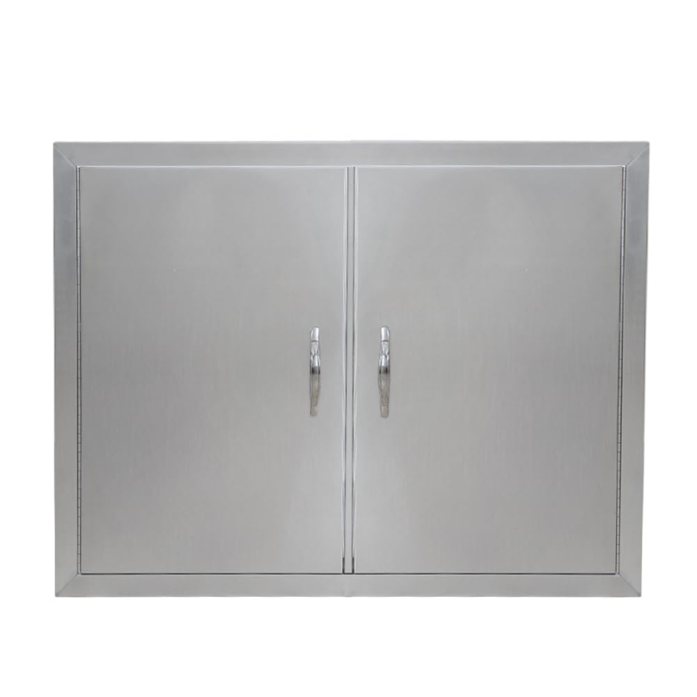 BBQ Access Door 30.5" W x 21" H, Grill Door Double Door Brushed Stainless Steel, Outdoor Kitchen Doors for BBQ Island Grilling Station
