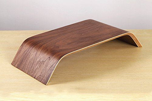 SAMDI Wooden Computer Monitor Stand Save Space Desktop Riser for Computers LCD Monitors Laptop PC iMac Notebook Apple Macbook(Black Walnut)