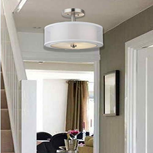Hardware House El-Dorado 3-Light Semi-Flush Mount Ceiling Fixture 20-7812 with Satin Nickel Finish