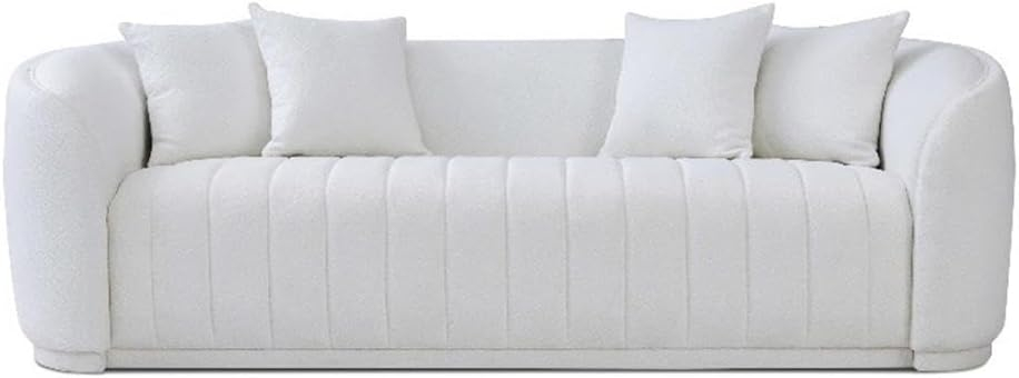 Thirst Mid Century Modern Luxury Tight Back Boucle Couch in White
