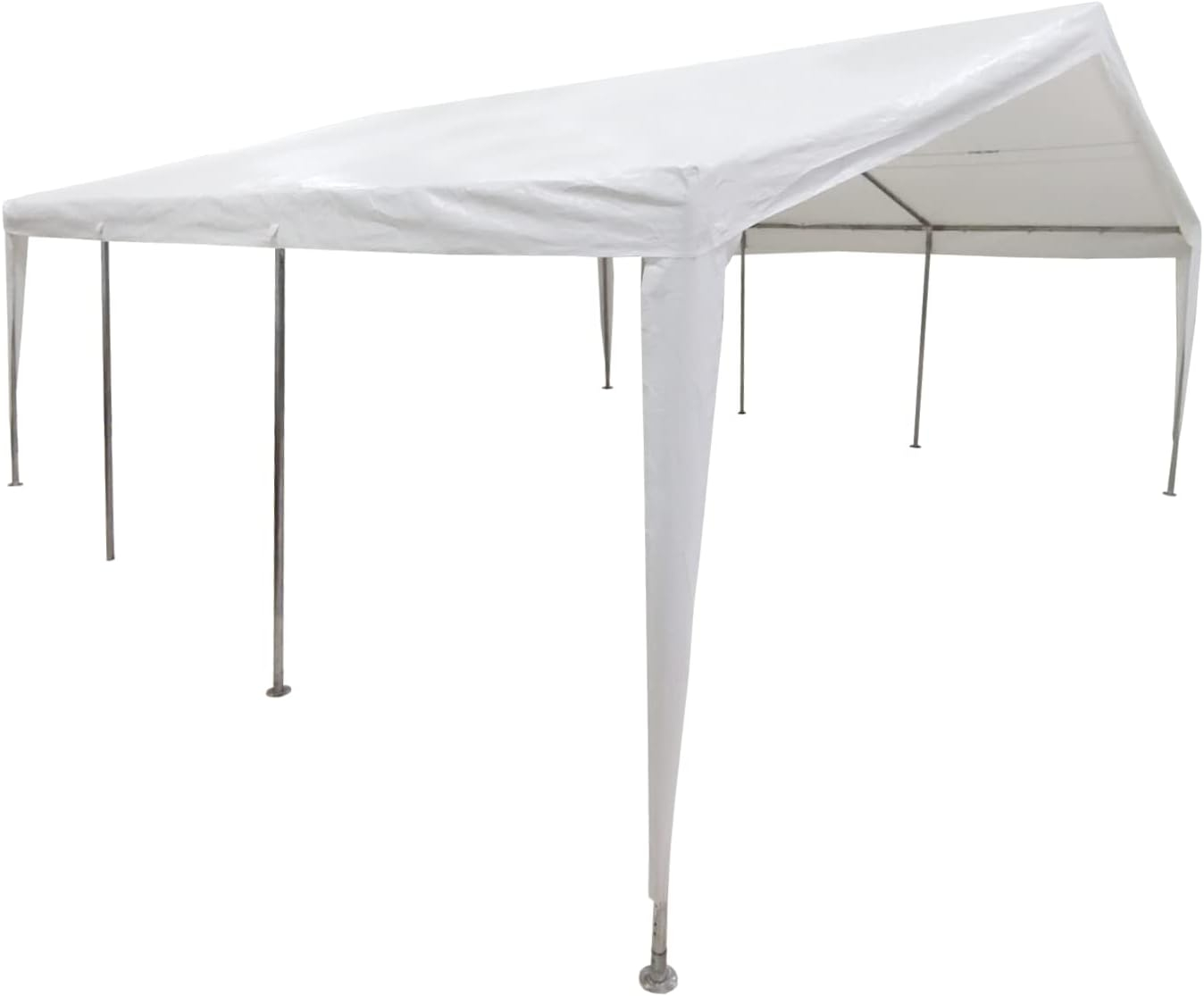 White 20'x20' Steel Frame Carport Shelter with Polyethylene Roof