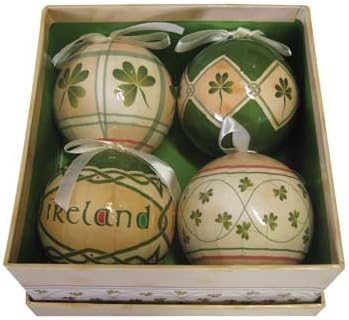 Irish Christmas Baubles 2 Boxed Set of 4 Hanging Ornaments by Royal Tara