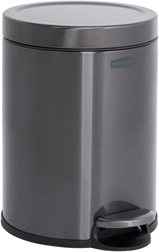Rubbermaid 1.6 Gal. Stainless Steel Round Step-On Household Metal Trash Can