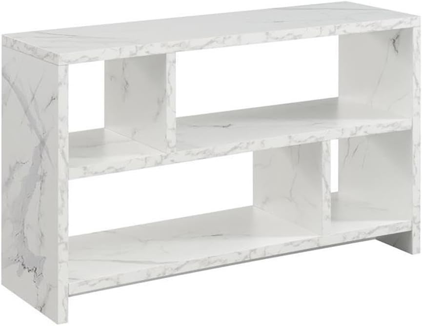 Convenience Concepts Northfield 55 inch TV Stand Console with Shelves, White Faux Marble