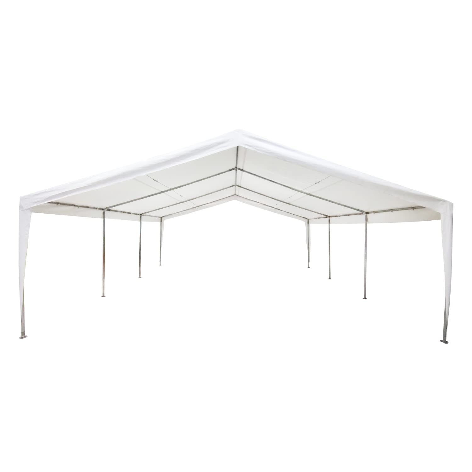 White 20'x20' Steel Frame Carport Shelter with Polyethylene Roof