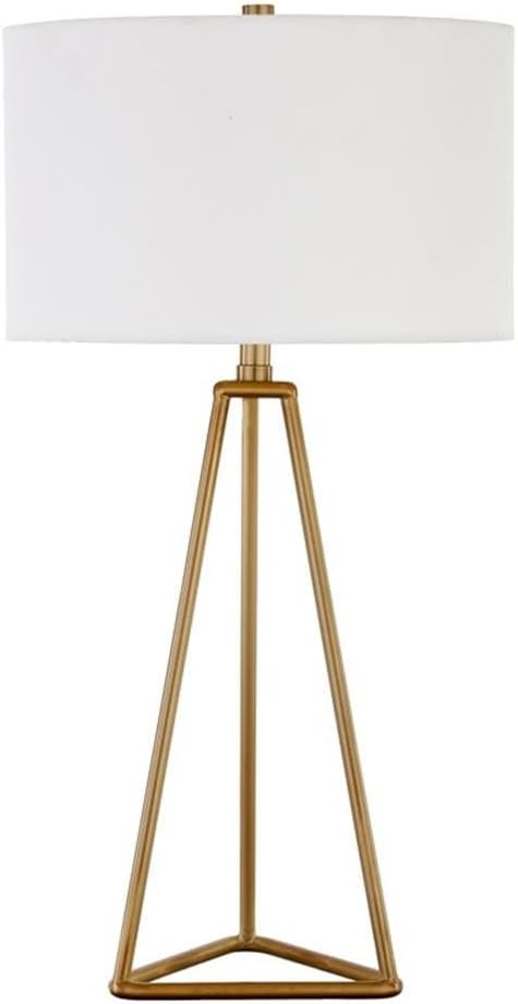 Evelyn&Zoe Gio 26.13" Tall Table Lamp with Fabric Shade in Brushed Nickel/White