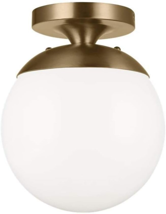 Satin Aluminum Globe Semi-Flush Mount with Clear Seeded Glass