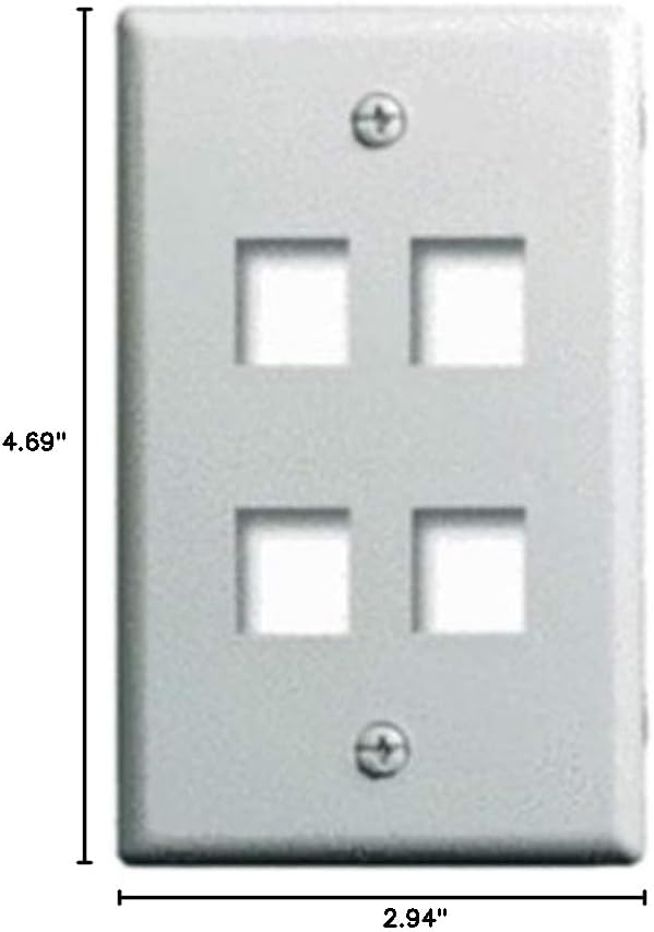 White Single Gang 4-Port Keystone Wall Plate