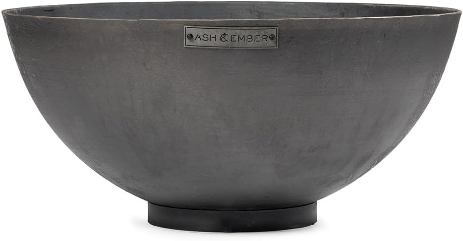 Ash & Ember 42" Hemisphere Fire Pit, Wood Burning Backyard Fireplace, Round Flat Flanged Base, Cast Iron Patina Fire Bowl, Portable Outdoor Firepit Ideal for Backyard Parties and Camping