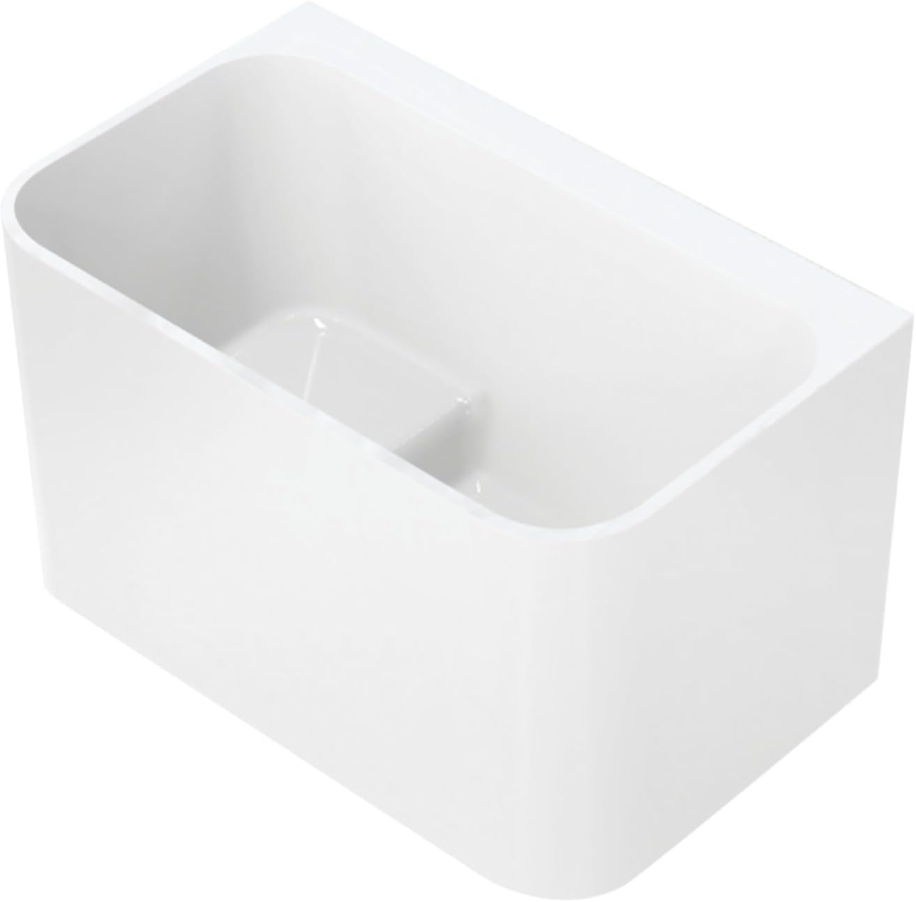 Kingston Brass Aqua Eden 47-Inch Acrylic Rectangular Double Ended Freestanding Tub with Drain and Integrated Seat