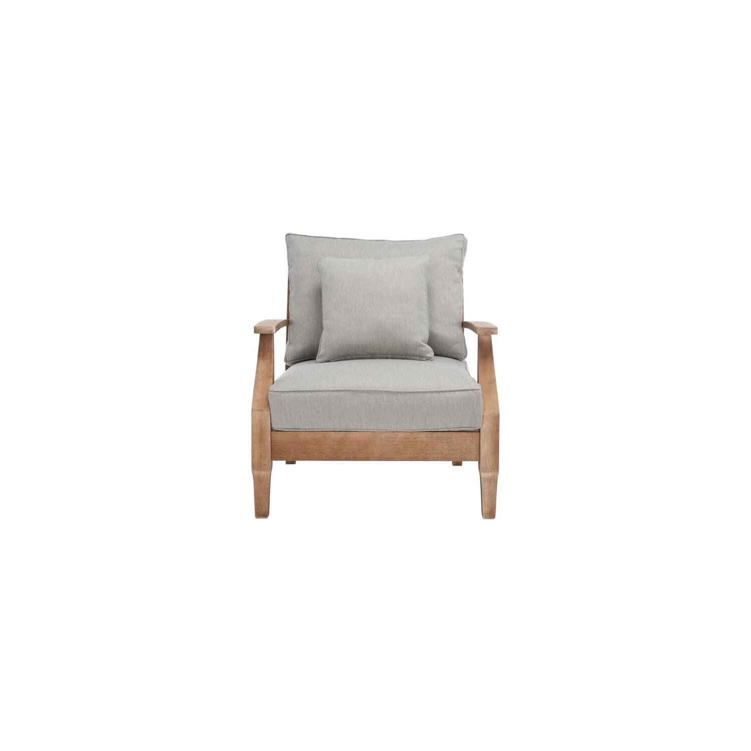 Safavieh Couture Martinique Coastal Eucalyptus Wood Solid Print Armchair, Natural / Beige