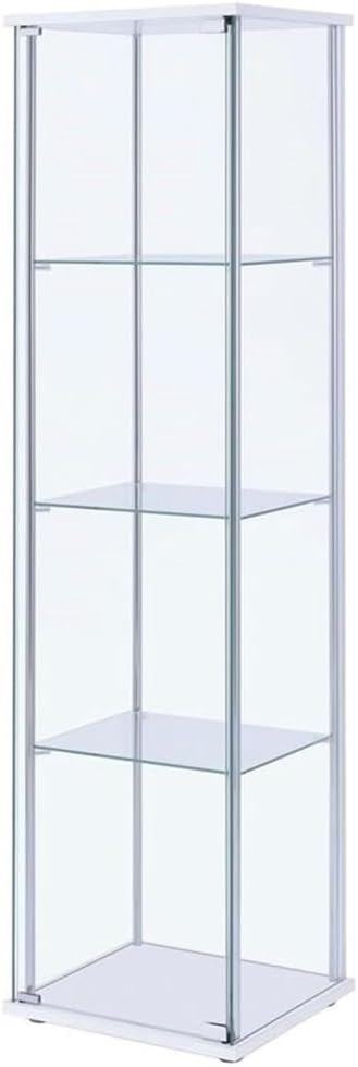 Bowery Hill Modern Metal 4 Shelf Glass Display Case in White