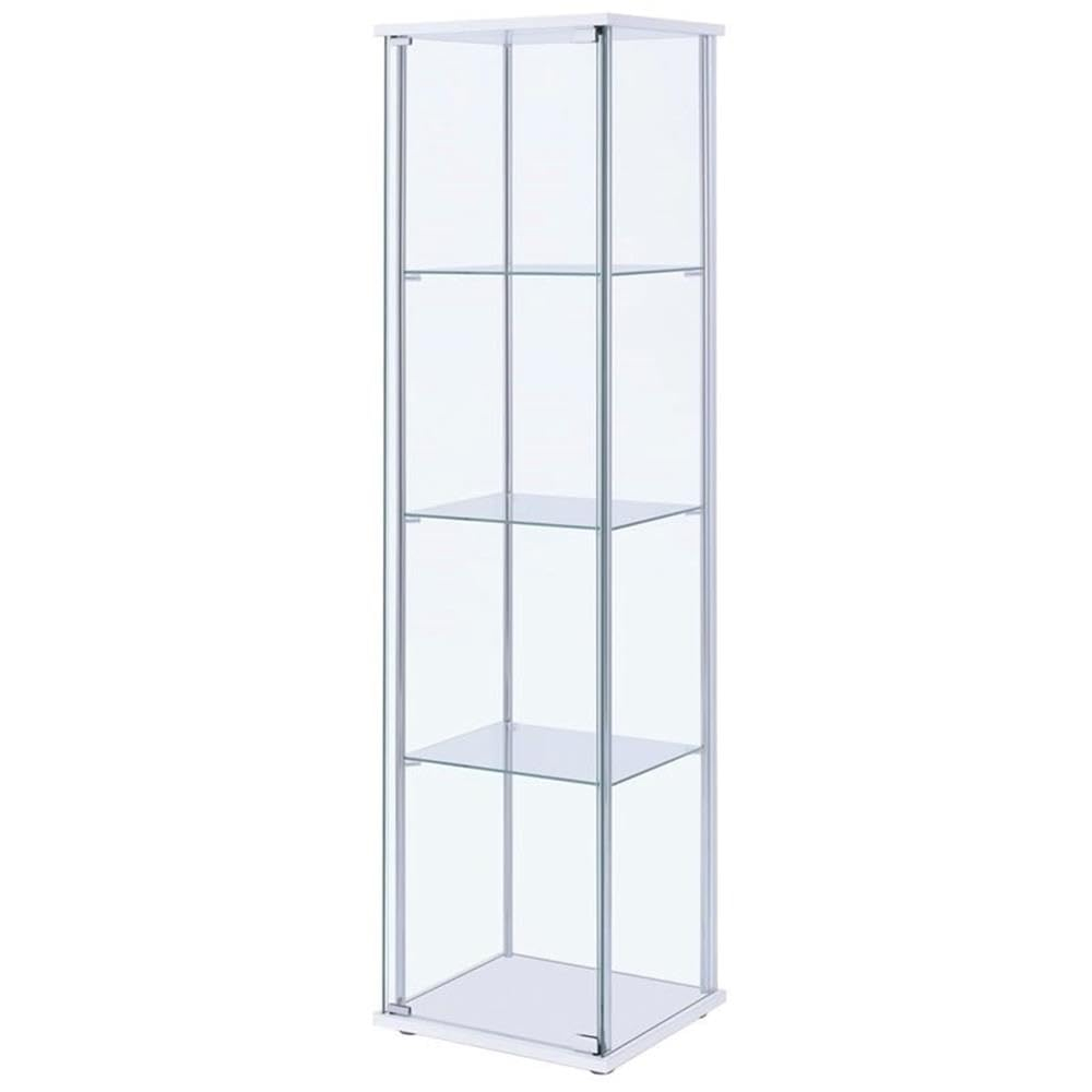 Bowery Hill Modern Metal 4 Shelf Glass Display Case in White