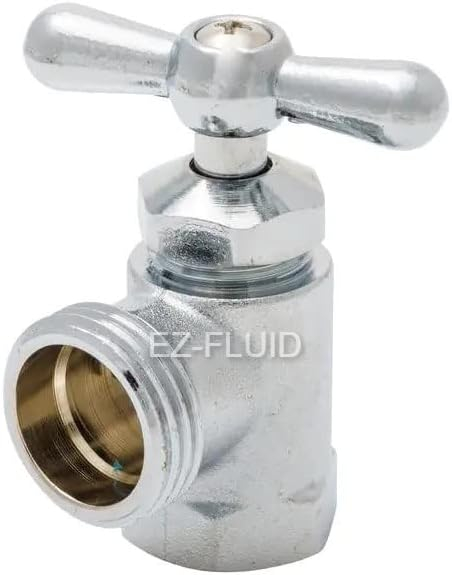 EZ-FLUID 1/2" FIP X 3/4" MHT Muti-Turn Chrome Plated Heavy Duty Brass Washing Machine Valve,Front Operated Wash Machine Water Shut Off Valve (1-Pc)