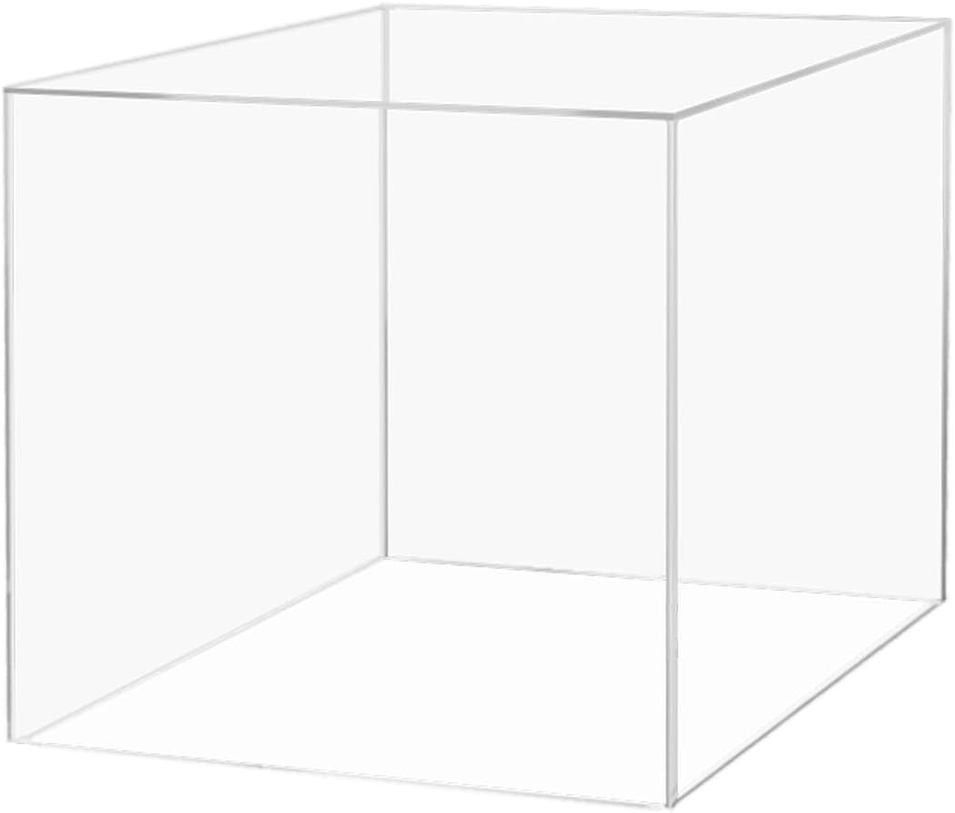 15" Clear Acrylic Display Riser Box with One Open Side No Lid Versatile One Piece Square Plastic Merchandise Storage Bin or Retail Product Riser No Assembly by Marketing Holders