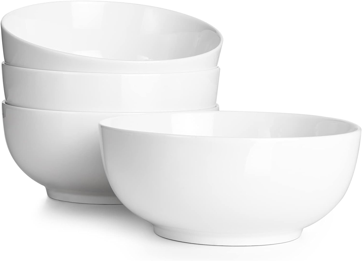 DOWAN 39 OZ Large Deep Bowls Set of 4 - White Ceramic Bowls for Ramen, Pasta, Salad, Mixed Fruit - Dishwasher & Microwave Safe