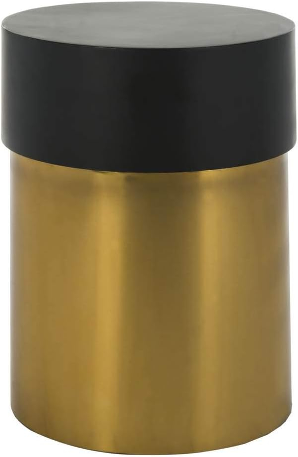 SAFAVIEH Solstice Round Modern Glam Side Table, Black/Gold