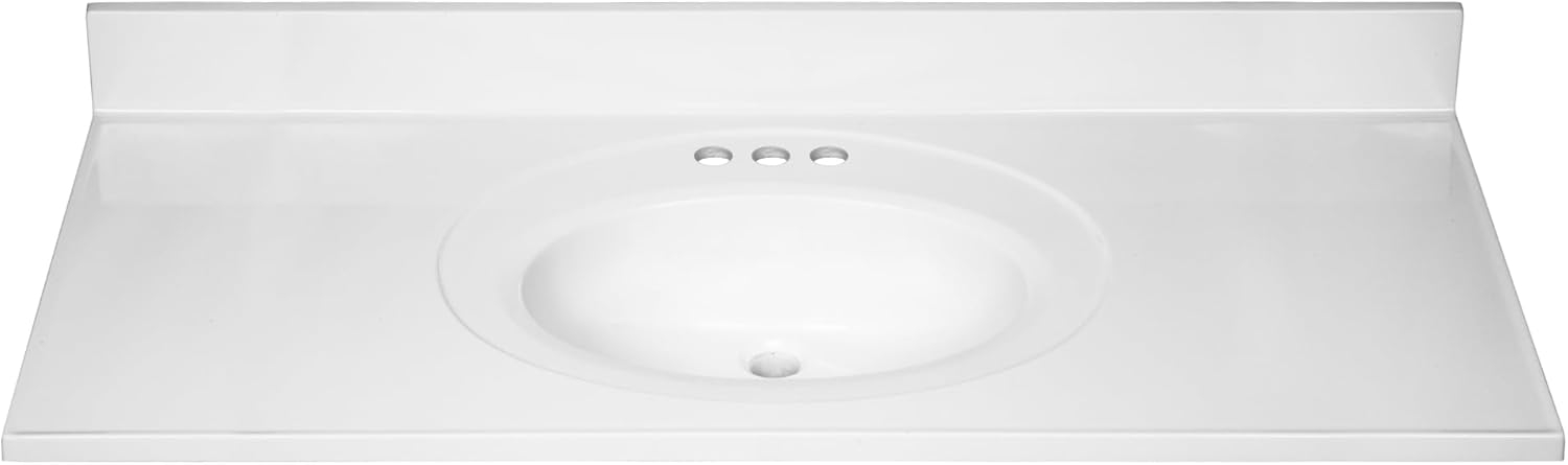 Design House  Cultured Marble Vanity Top in Solid White, 49-Inch x 22-Inch