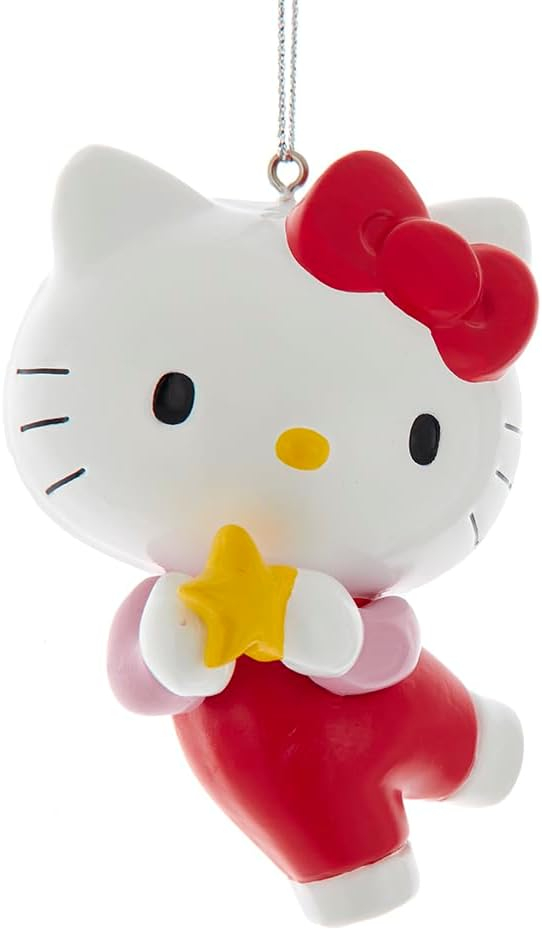 Kurt Adler Kurt Adler Christmas Ornament, Hello Kitty with Star, 3.5in