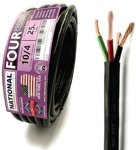 NATIONAL Wire&Cable - Premium Electrical Wire - 10 Gauge 4 Conductors - 100Ft - Made in USA