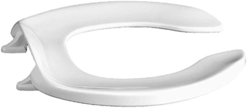 White Heavy-Duty Round Open Front Toilet Seat with Metal Hinges
