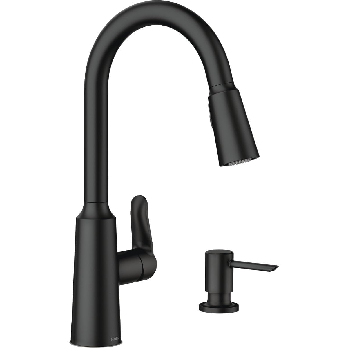 Moen Edwyn 87028BL Matte Black 1-Handle Deck-Mount Pull-Down Handle Kitchen Faucet (Deck Plate Included)