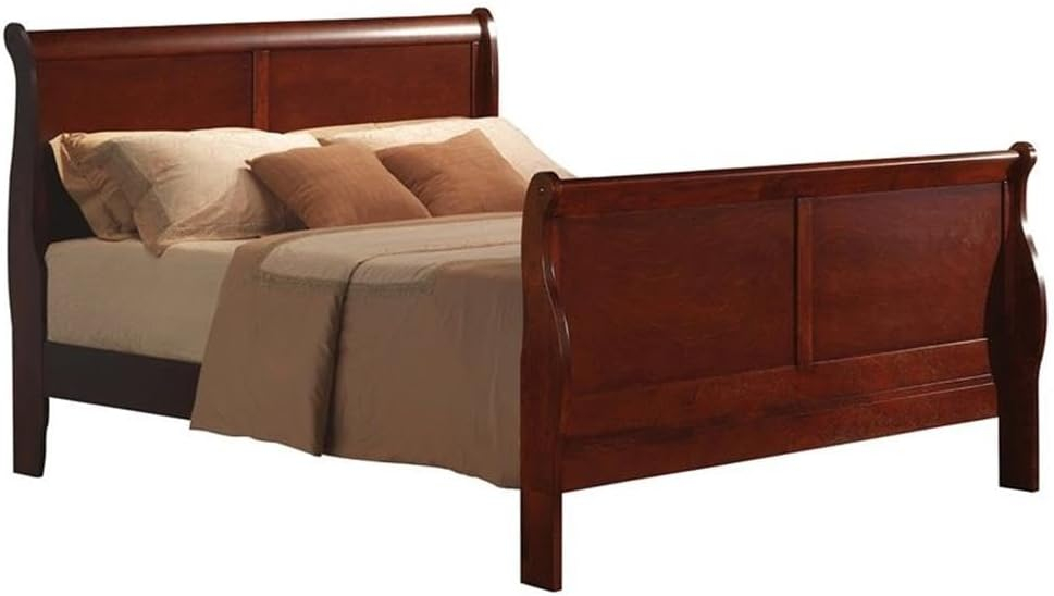 Maykoosh French Flair Bed in Elegant Cherry Finish, Showcasing a Classic Sleigh DesigN, Modern Low-Profile Bed for All Bedrooms-Size:Full