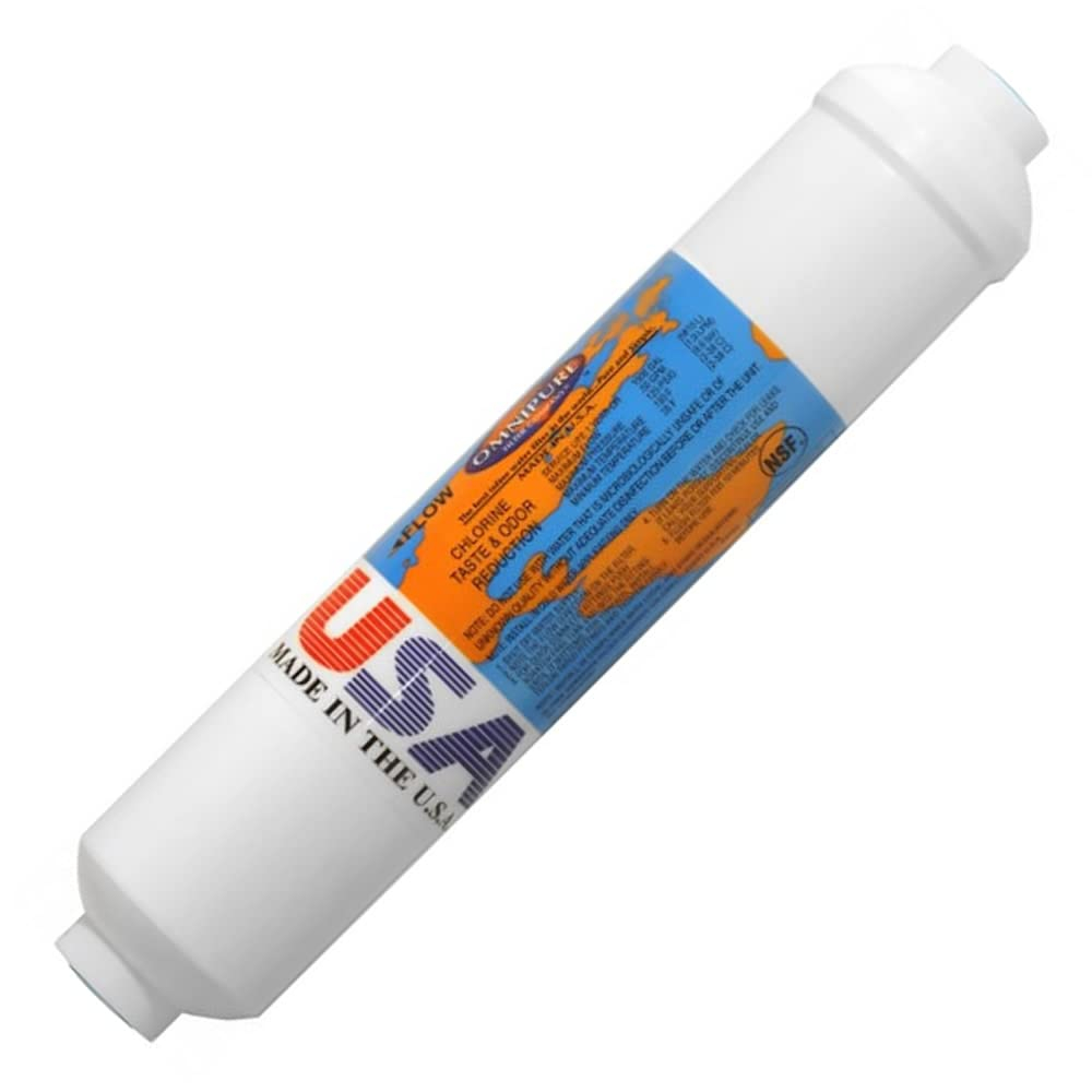 IPW Industries Inc-Omnipure - (K2533-KK) - 10" x 2" T40 GAC Coconut Carbon Inline Filter 3/8" OD Quick Connect/Single