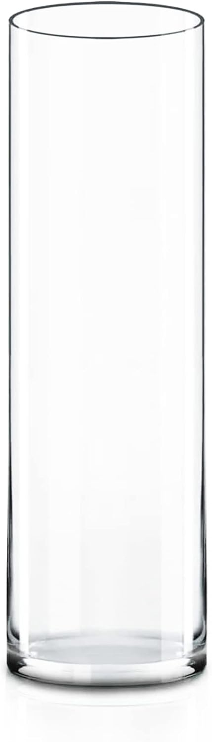 CYS EXCEL Glass Cylinder Vase (H:5" D:5") | Multiple Size Choices Glass Flower Vase Centerpieces | Hurricane Floating Candle Holder Vase