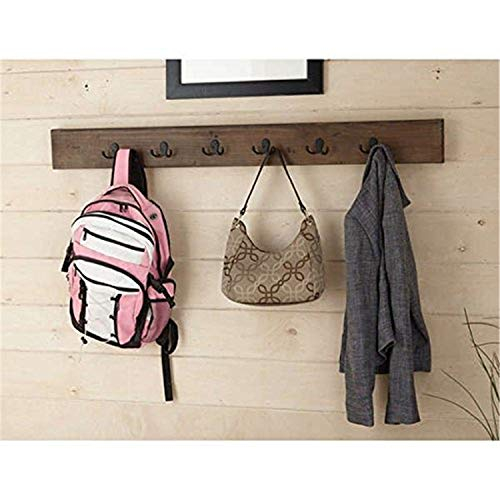 Alaterre 12 Hook Natural Coat Hook, Metal and Wood, 75 lbs Limit