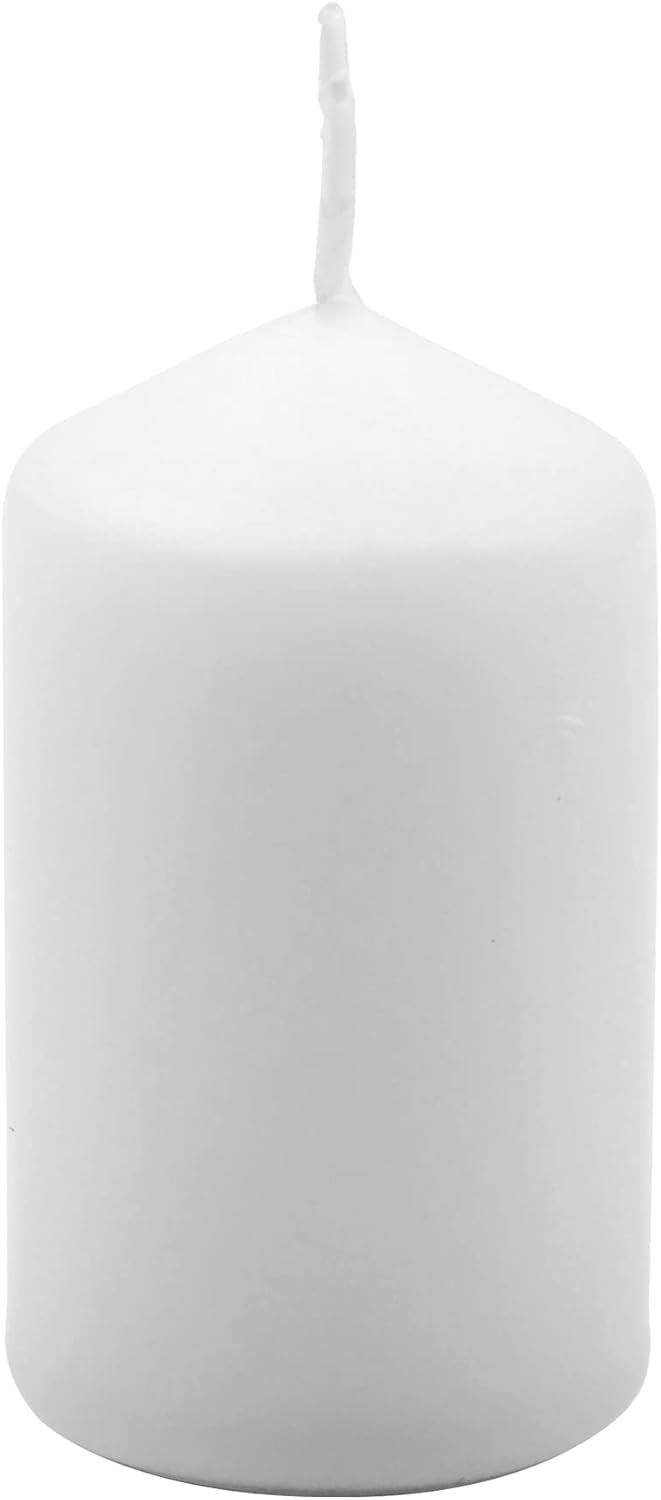 Hofer White Pillar Candles - Set of 20 Unscented Small Candles in Bulk - 1.57 x 2.76 Inch - 11 Hours Long Burning Decorative Candles - Dripless Wax - Smokeless Wick - RAL Quality - Made in Austria