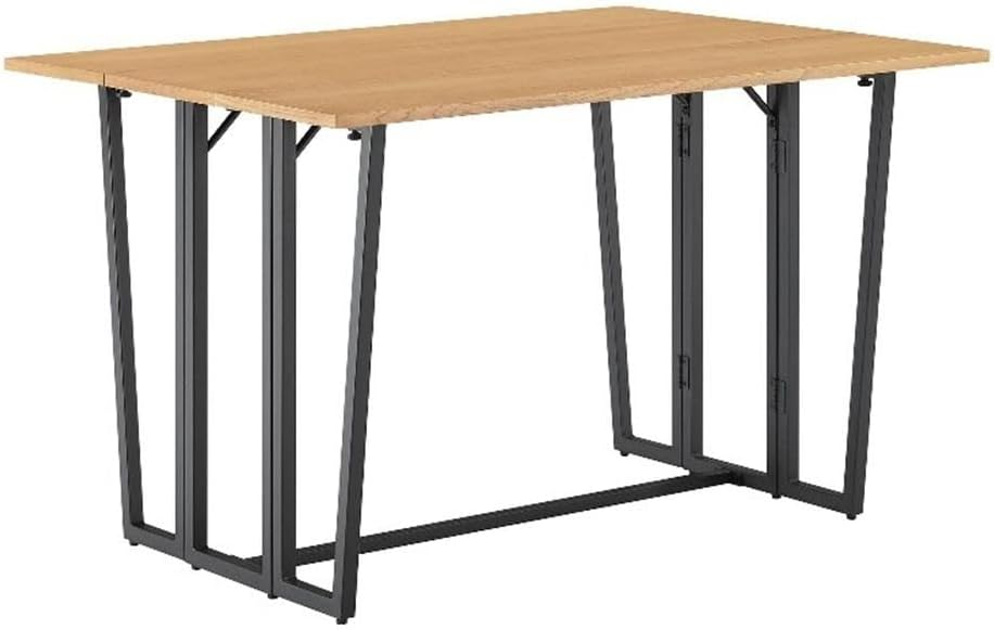 Pemberly Row 47" Modern Drop-Leaf Wood Dining Table - Light Ash / Black