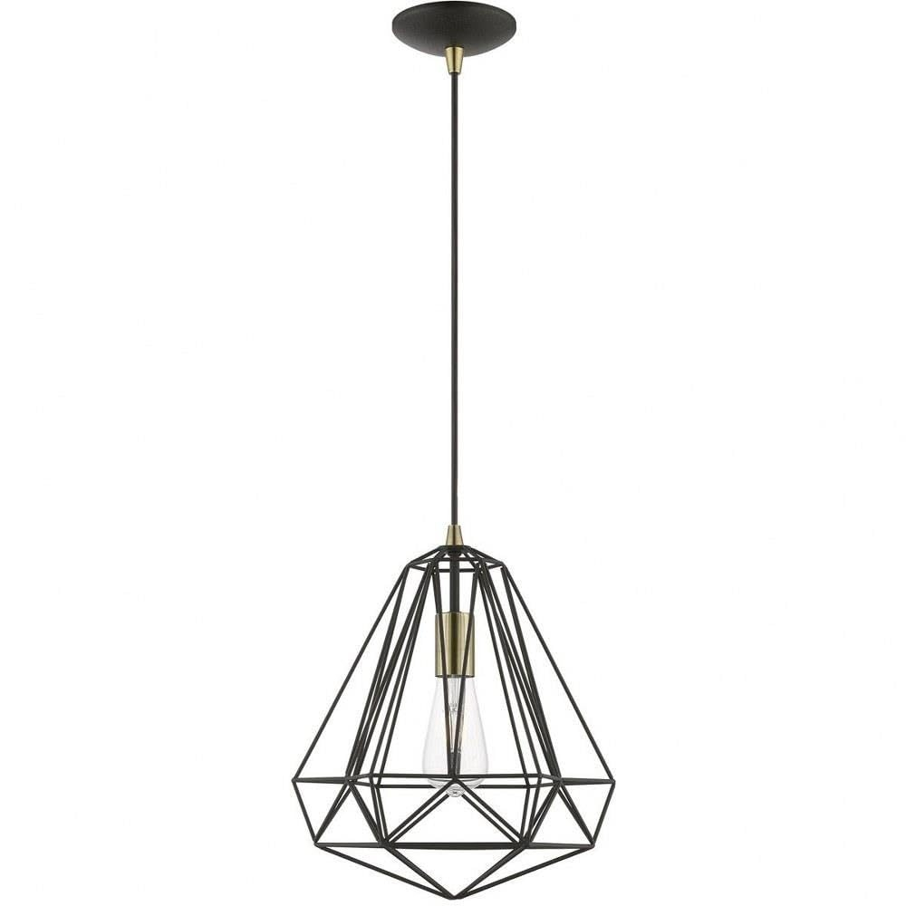 Livex Lighting Knox 1 - Light Pendant in  Textured Black/Polished Chrome