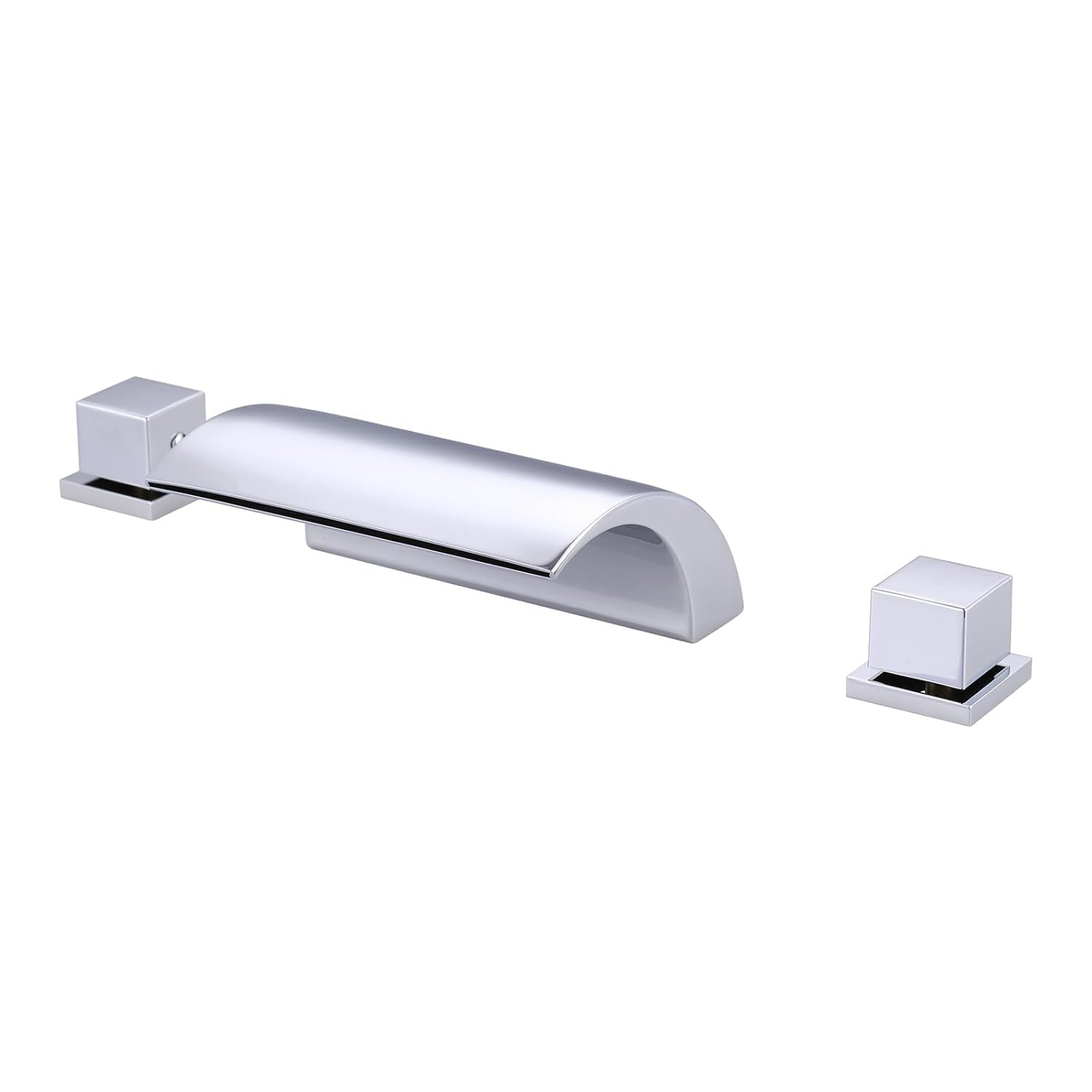 Chrome Double Handle Deck Mounted Roman Tub Faucet in Brass