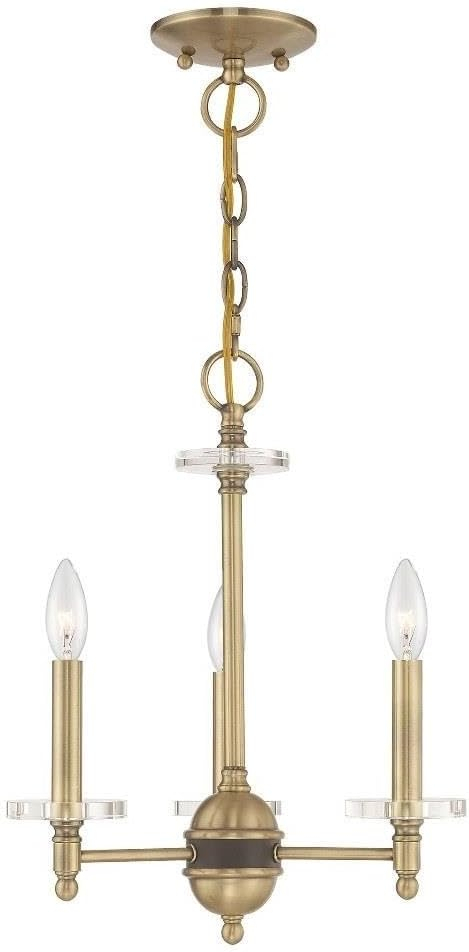 Bancroft Antique Brass Mini Chandelier with Clear Crystal Accents