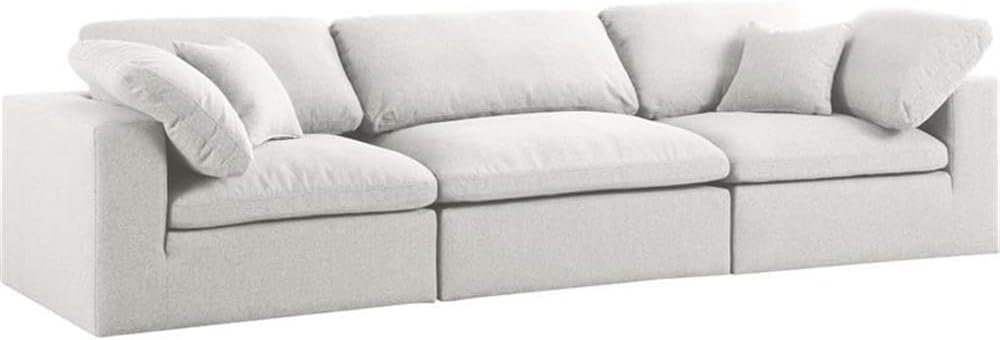 Meridian Furniture Serene Cream Durable Linen Fabric Deluxe Modular Sofa