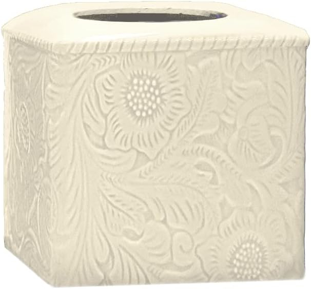 HiEnd Accents Savannah Ceramic Floral Pattern Western Style Tissue Box Cover