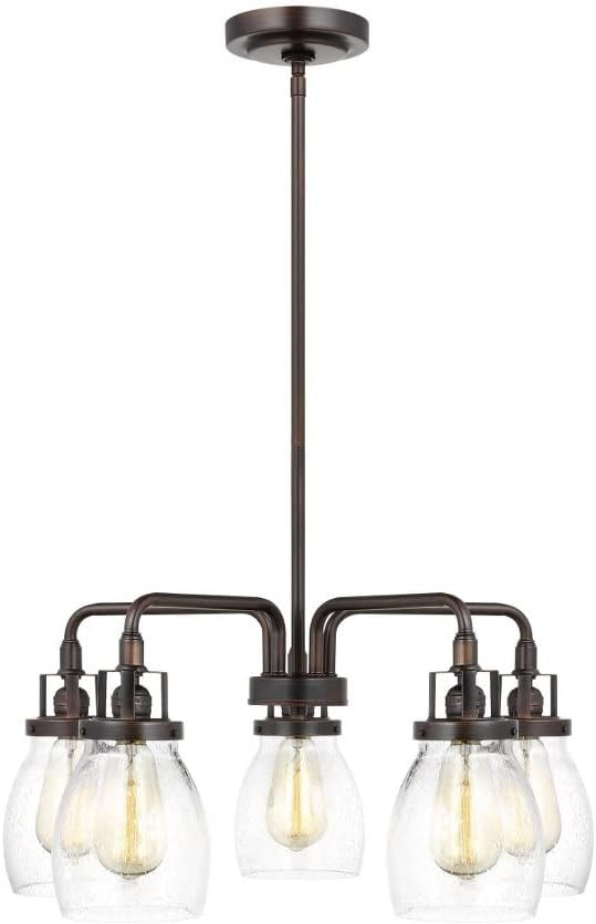 Brushed Nickel 5-Light Chandelier with Clear Seeded Glass Shades
