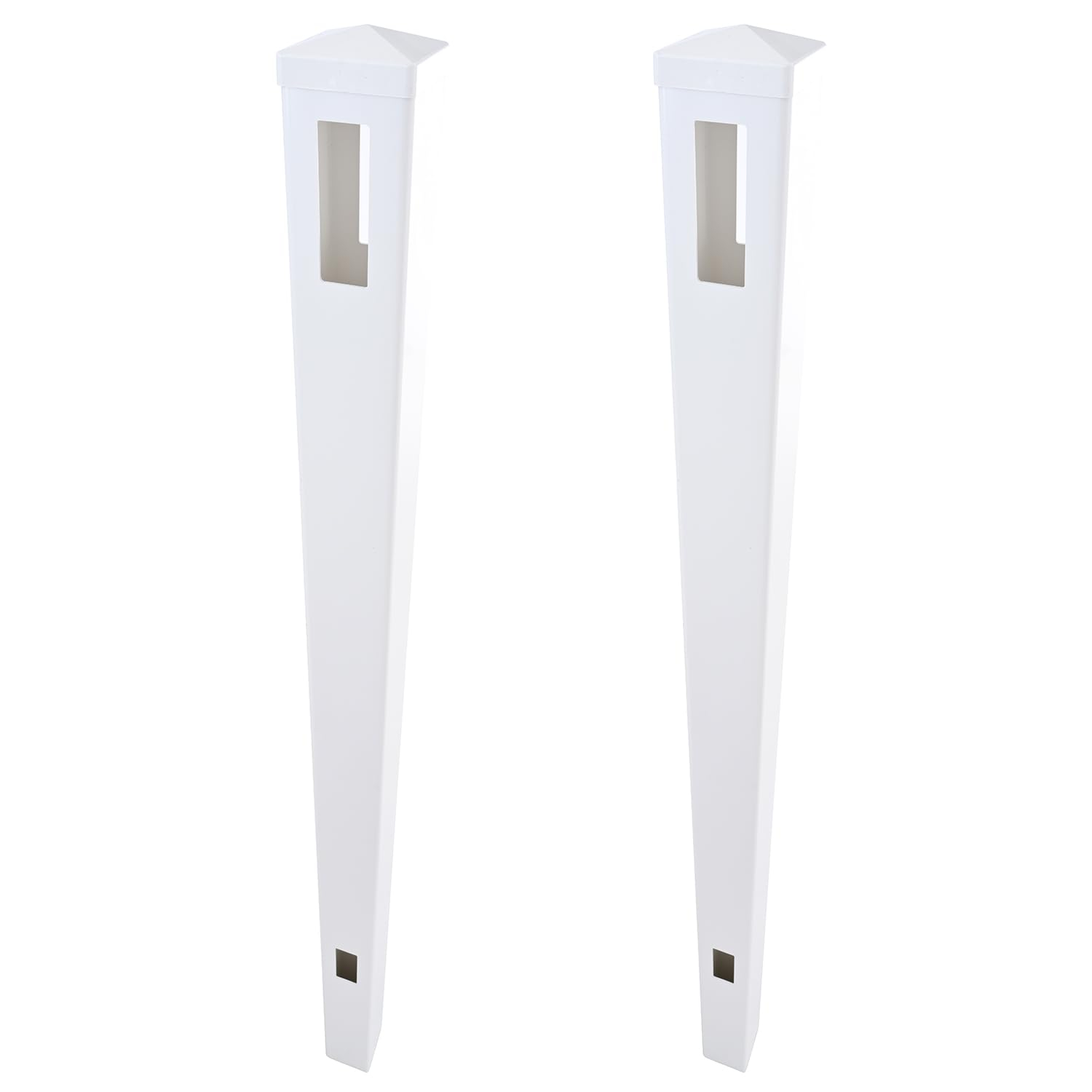 Vinyl Garden Line Fence Post, for 6ft (72" W x 72" H) Height,Caps Included Vinyl White (5" W x 95" H), Set of 2