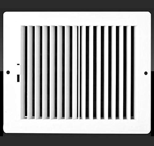 8w X 4"h Never Rust Plastic 2-Way-Vertical Air Supply Register - HVAC Vent Duct Grille - Off White [Outer Dimensions: 9.75"w X 5.75"h]