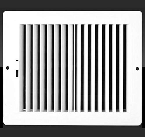 8w X 4"h Never Rust Plastic 2-Way-Vertical Air Supply Register - HVAC Vent Duct Grille - Off White [Outer Dimensions: 9.75"w X 5.75"h]