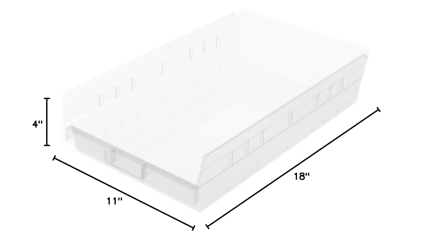 Clear Plastic Nesting Storage Shelf Bin, 18-inch x 11-inch