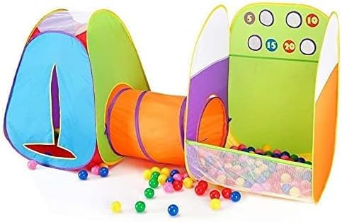 EighteenTek Portable 3-in-1 Kids Play Tent with Tunnel & Ball Pit