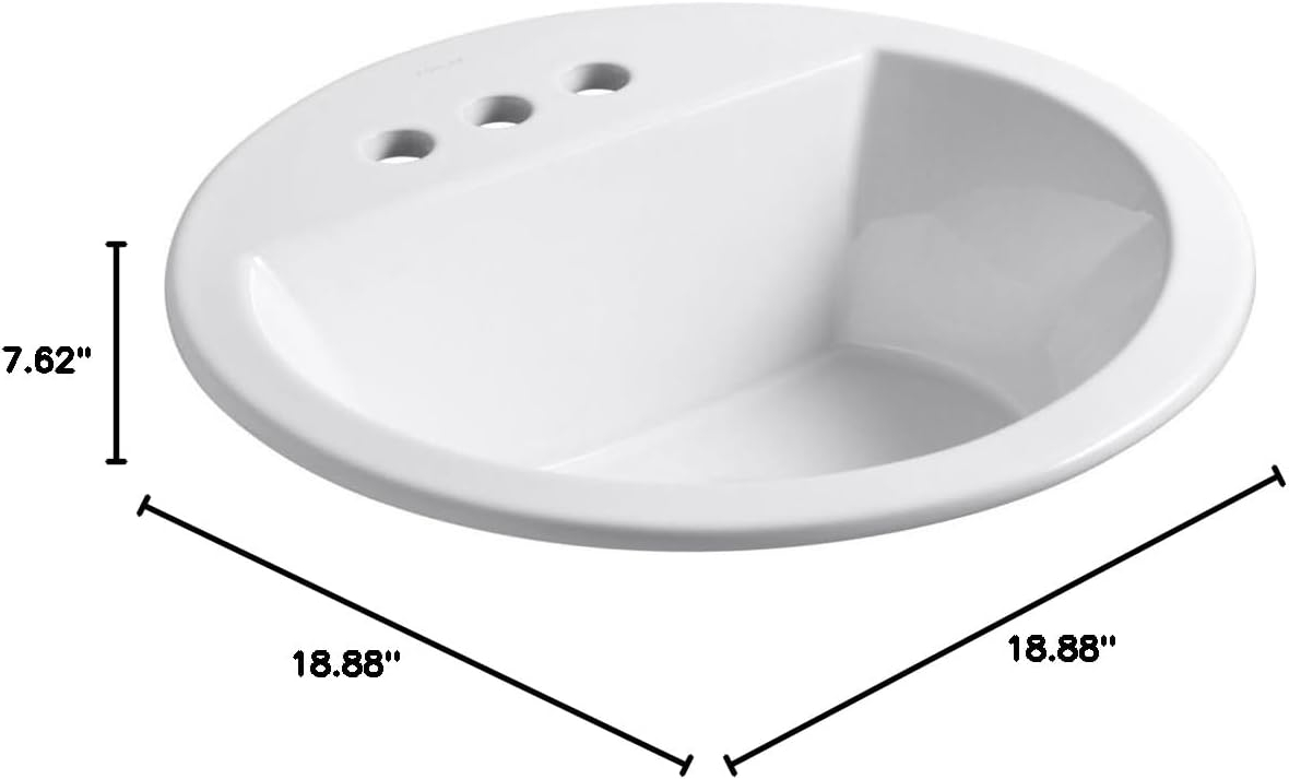Bryant Ceramic Circular Drop-In Bathroom Sink with Overflow