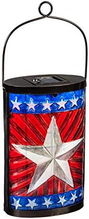 Evergreen Enterprises, Inc 9.3" Red, White and Blue Solar Powered Patriotic LED Outdoor Lantern