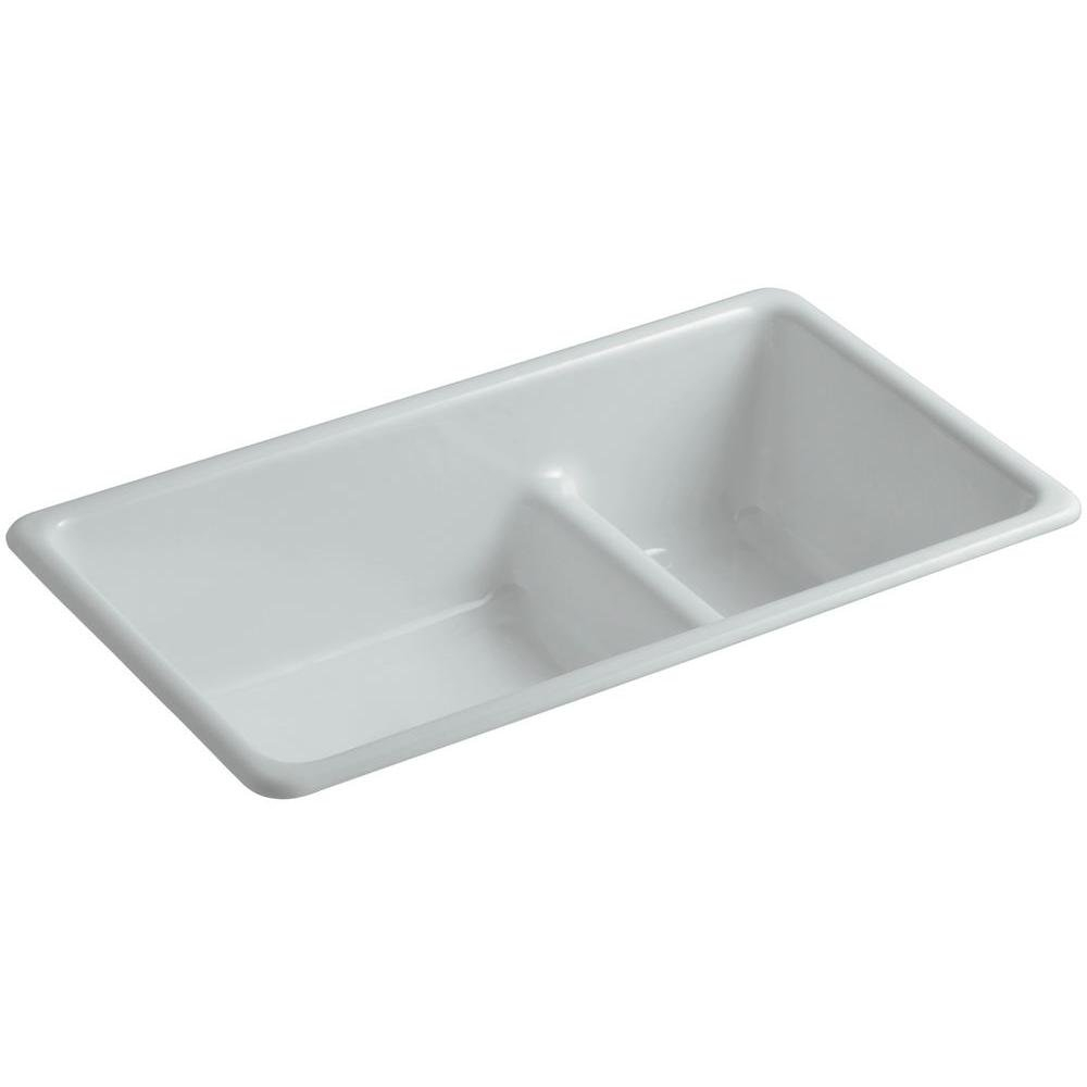 Iron Tones 33" L x 18.75" W Large/Medium Double-Bowl Kitchen Sink